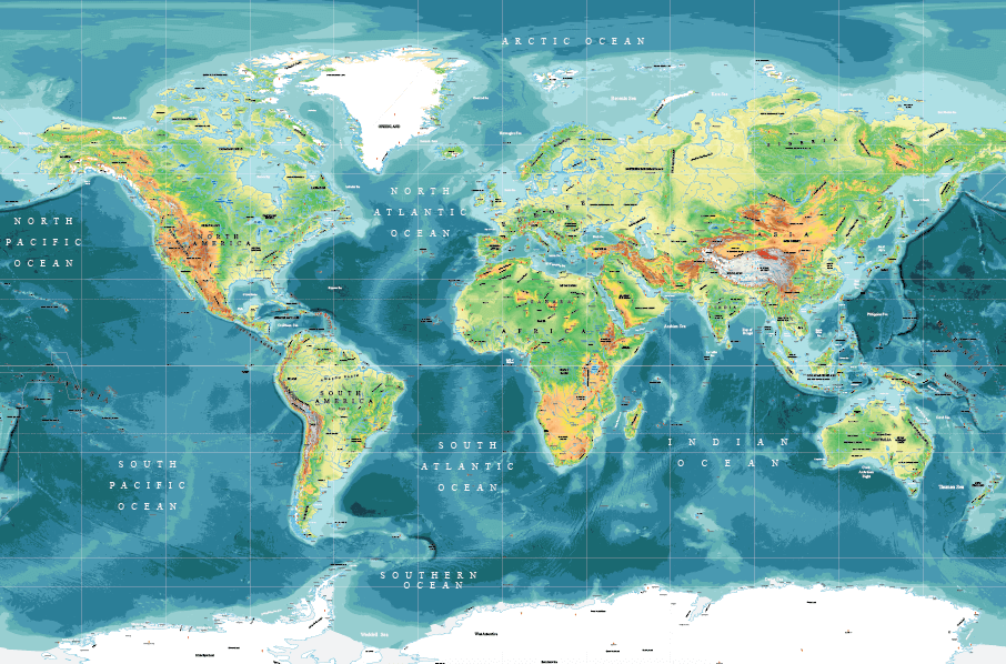 Physical vector maps of the world – Maptorian